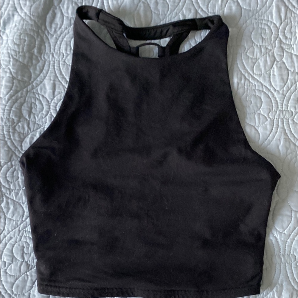 ALO Yoga Black Crop Cut Out Tank Top